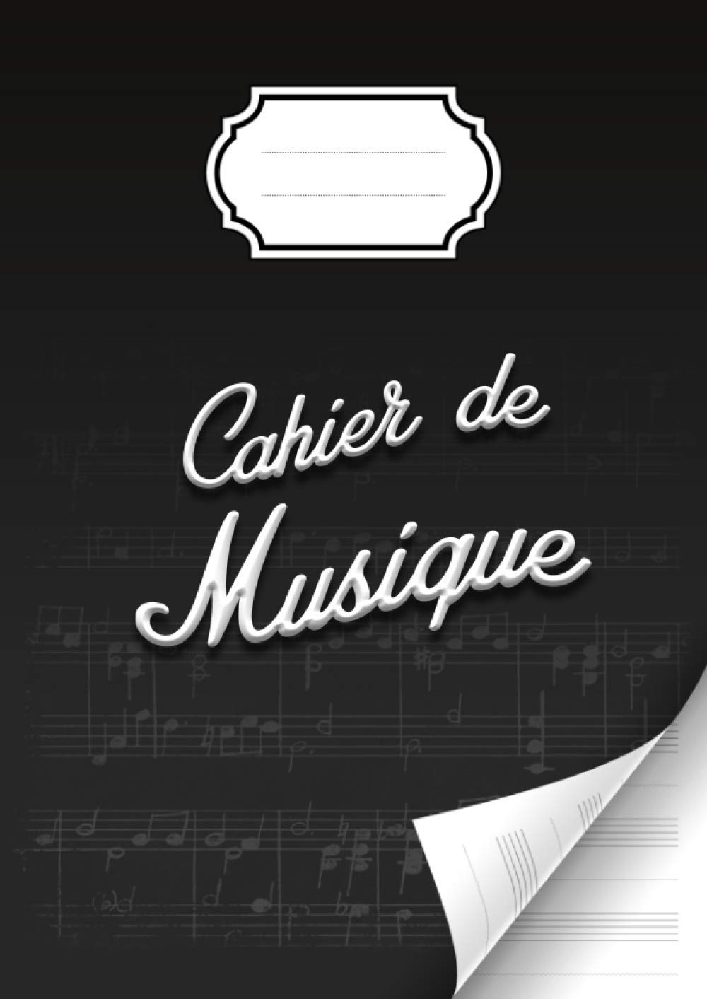 Cahier de musique avec portées et annotations pour la composition musicale - solfège - partitions - 48 pages - Grand format A4 : 21x 29,7 cm - Couverture brillante