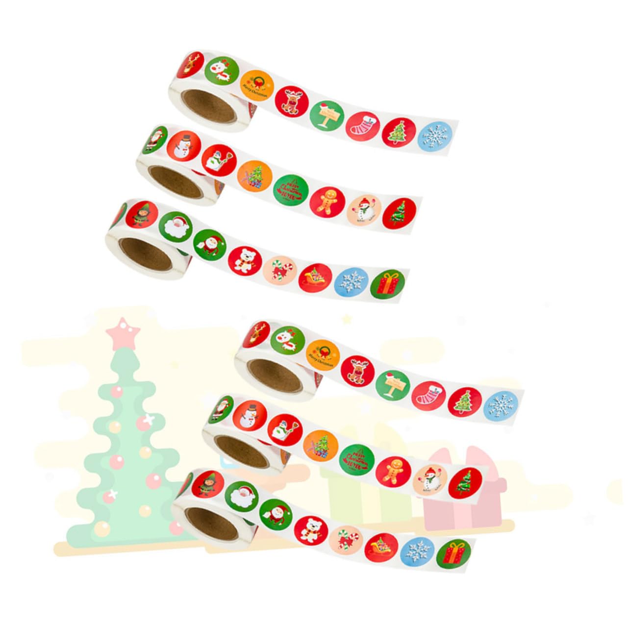 VILLCASE 3 Set Di Adesivi Rotondi Natalizi Autoadesivi Adesivi Sigillanti Festivi Fatti A Mano Decalcomanie in Rotolo Per Bomboniere Di Sacchetti Di Caramelle 6 * 3