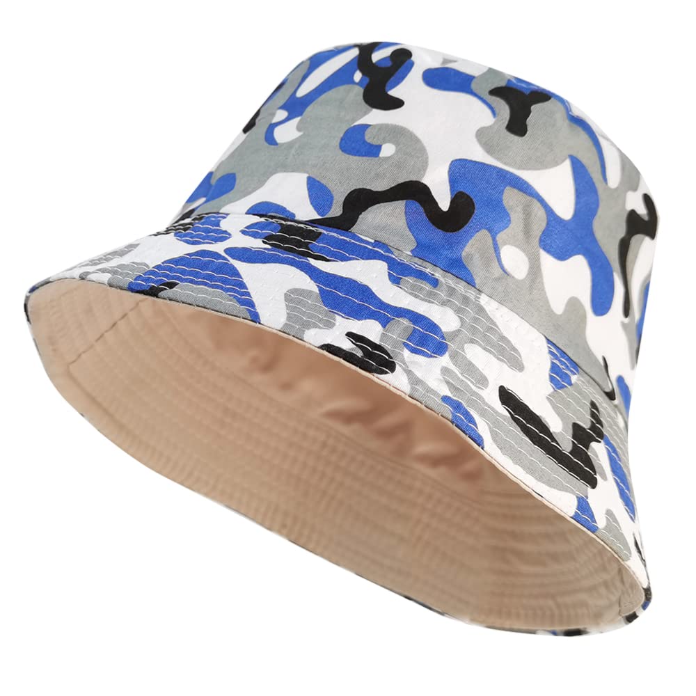 FISHSHOP Sombrero de Pescador，Reversible Poliéster Bucket Hat Sombrero de Cubo Plegable Sombrero de Sol de Playa Verano Gorro de Pescador al Aire Libre para Senderismo Playa