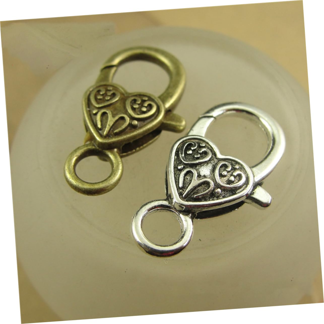 3 Set Di Elementi Essenziali Per La Creazione Di Gioielli Set Di Fermagli A Moschettone in Lega Per Collane E Bracciali Fibbie A Forma Di Cuore 40 Pezzi * 3