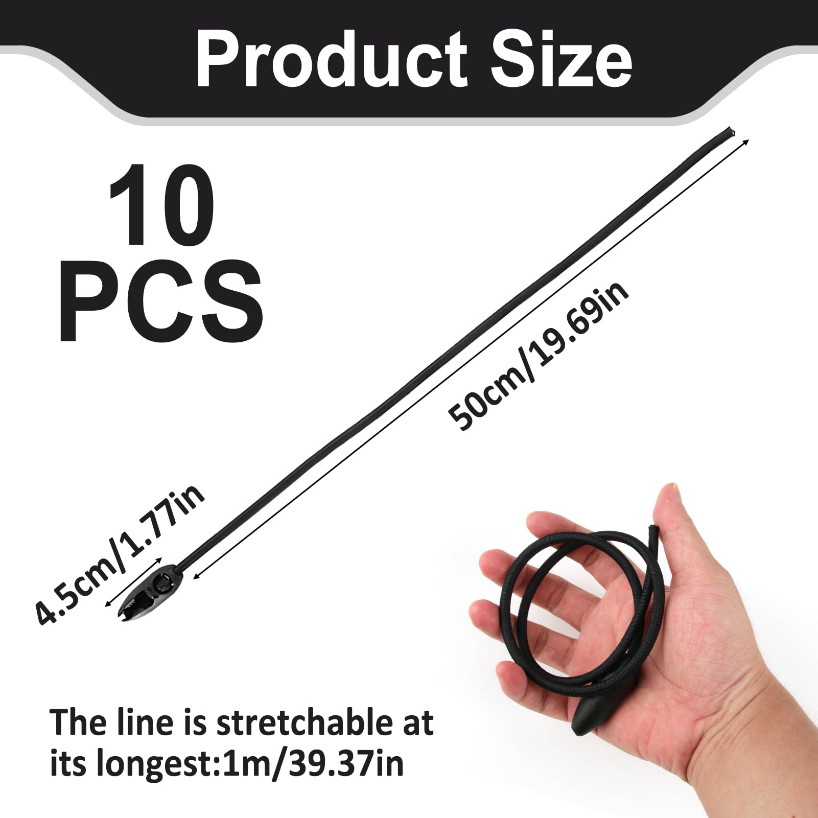 Corde Elastiche Per Teloni - 10 Pezzi Da 50cm Con Ganci Per Fissaggio - Foto 3
