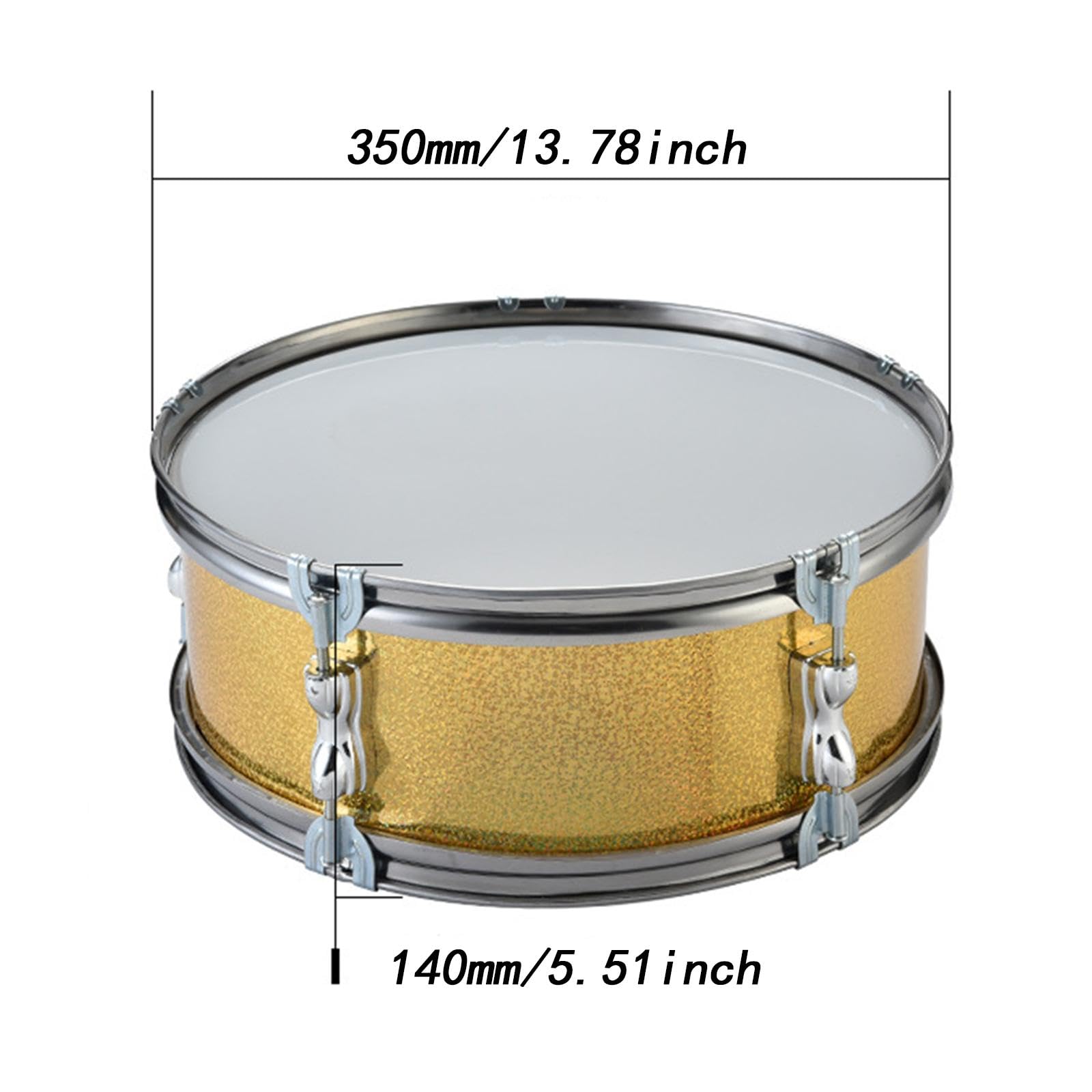 Rullante Monotono Pollici con Tracolla, Bacchette, Guanti E Tamburo - Tamburo a Cornice per Musica Tradizionale- D'oro