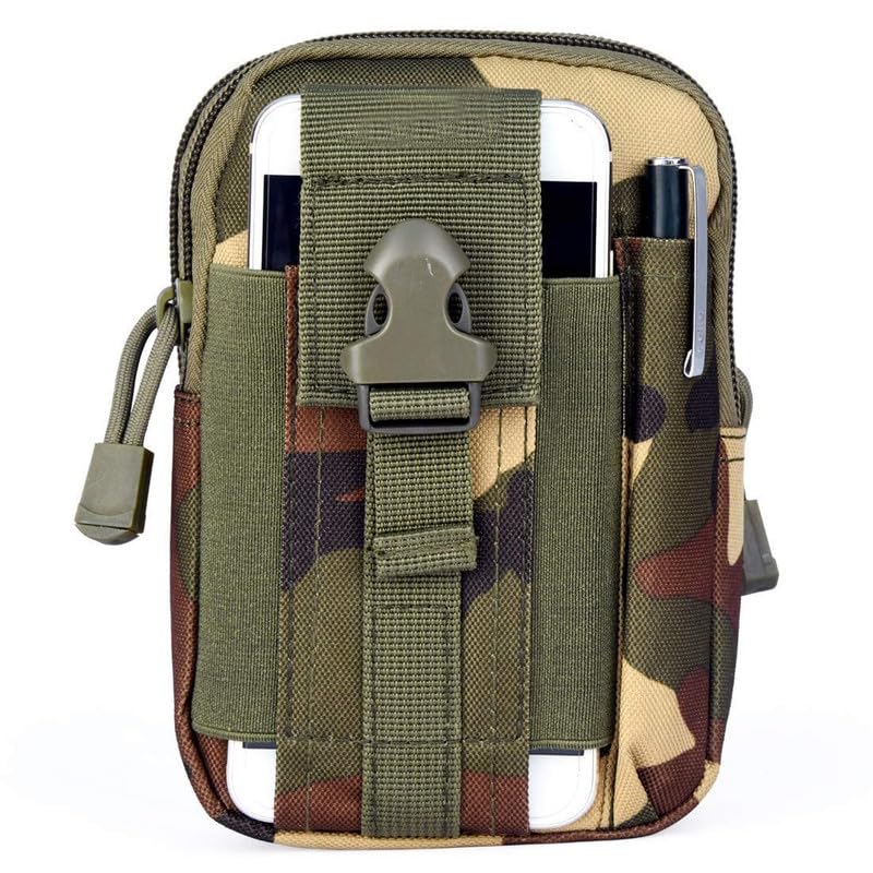 Tactical Waist Bag Woodland Camo with Adjustable Shoulder Strap Multi Pocket Utility Pouch for Mobile Phone Travel Hiking Camping Pack of 1-image-16