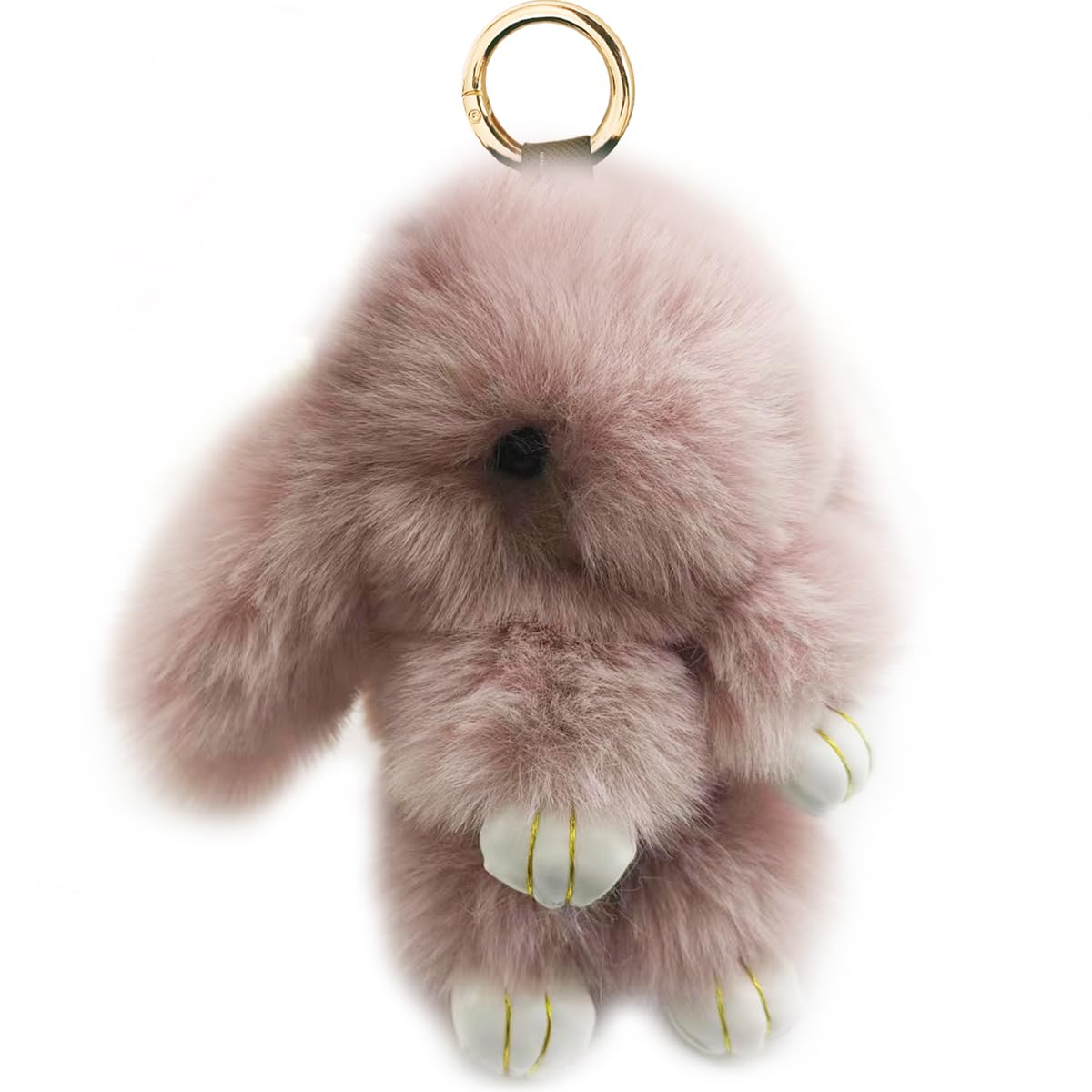 Bunny Keychain Soft Fluffy Rabbit Keychain 7in Handmade Cute Colorful Rabbit Fur Pom Pom Key Rings for Women