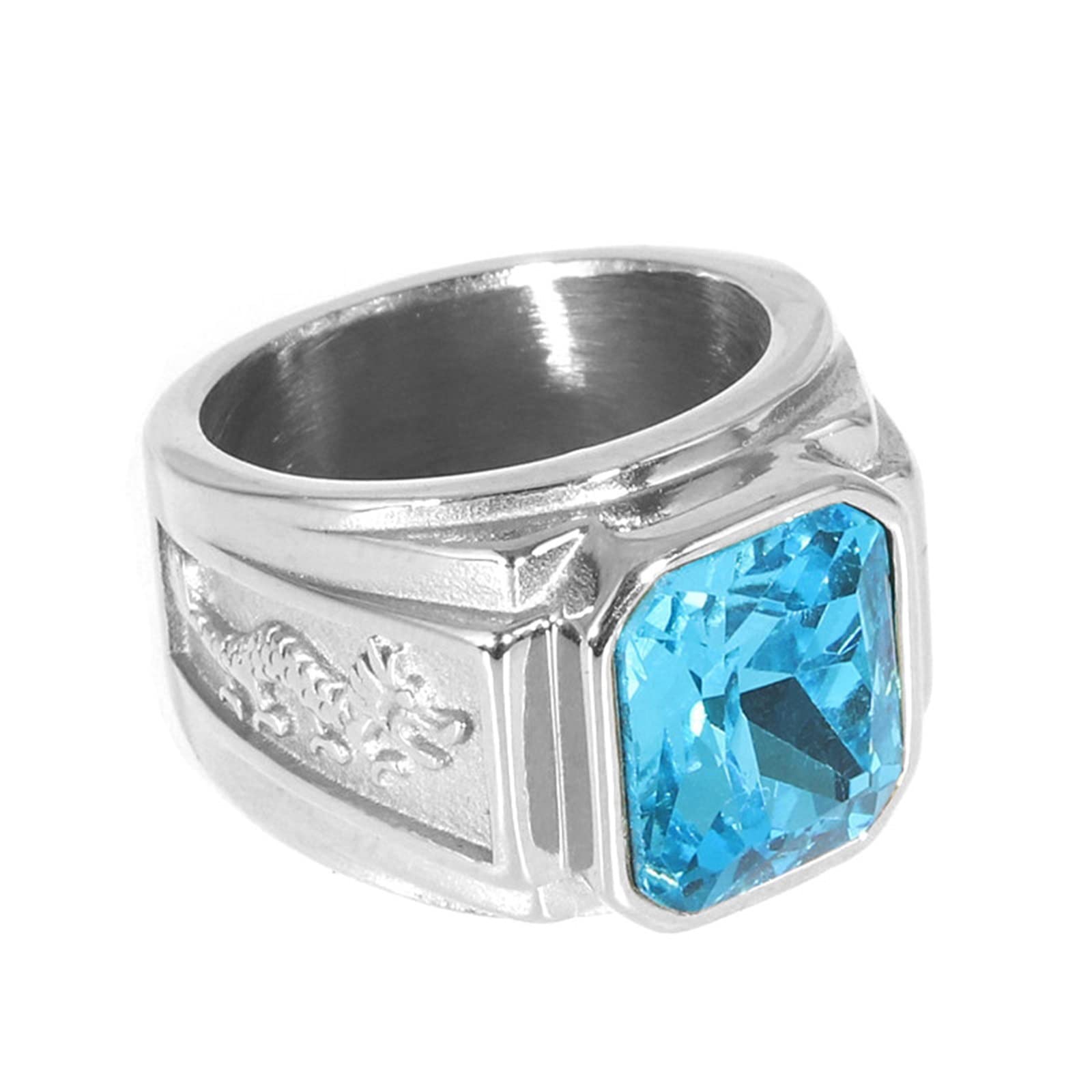 Anello Acciaio Inox Uomo Anello Promessa di Matrimonio Anello Drago con Zirconi Anelli Promessa Blu/Nero/Giallo Taglia 17 to 30