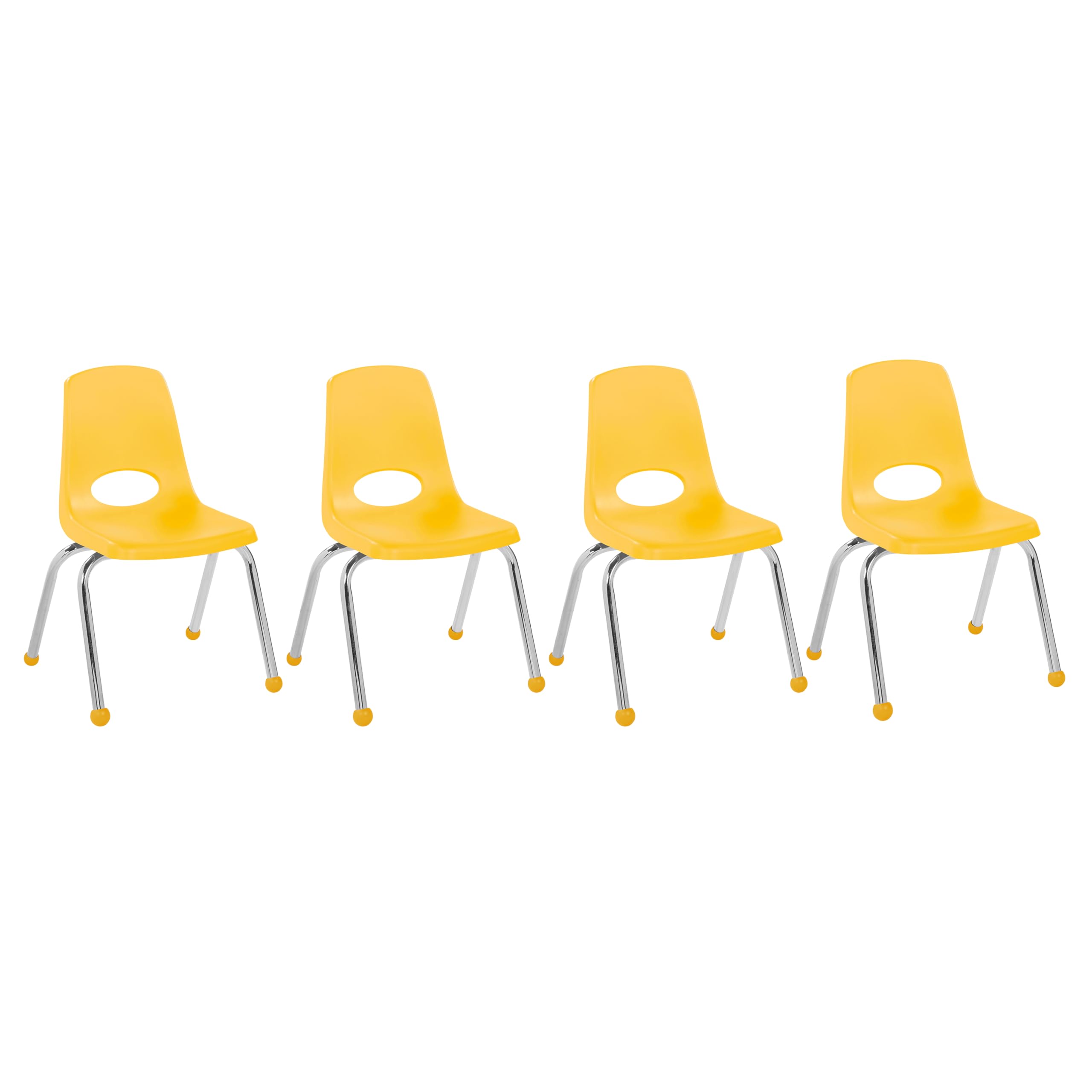 FDP 14" School Stack Chair with Ball Glides, Yellow, 4-Pack, 10380-YE