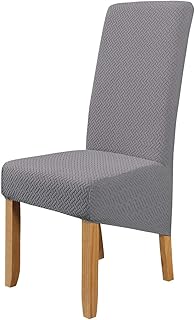 LiveGo Fundas de sillas de Comedor elásticas de tamaño Gran, 4 Piezas Fundas de sillas extraíbles Lavables para Comedor, Hotel, Banquete(Gris Claro)