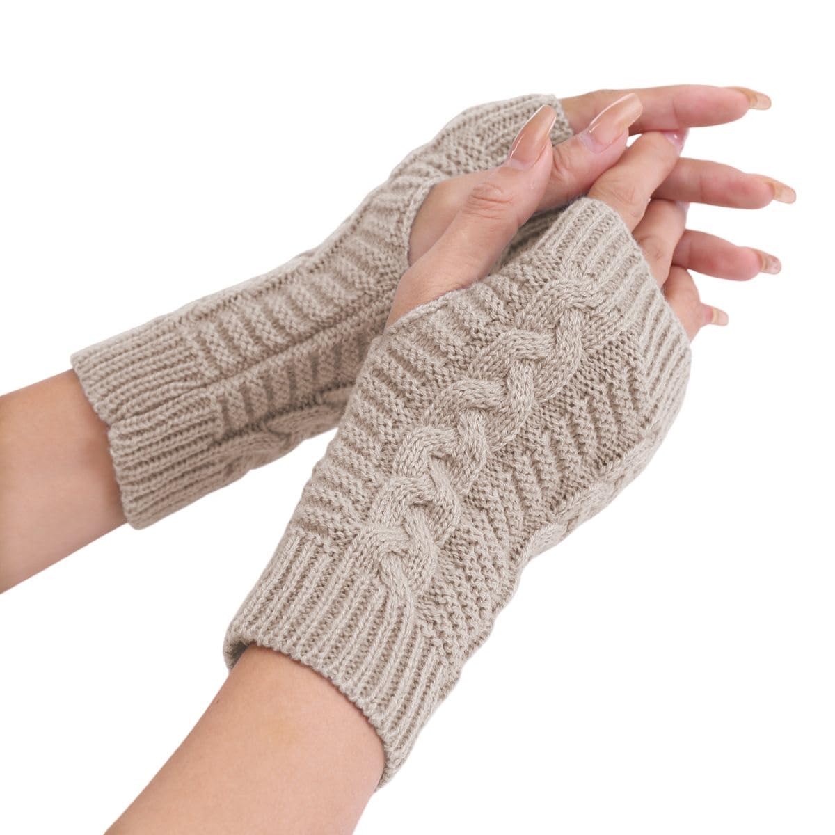 Women's Knitted Arm Gloves Winter Soft and Warm Long Mitten Unisex Cable Knit Fingerless Winter Warm Anti-Slip Touchscreen Thumb Hole-image-35