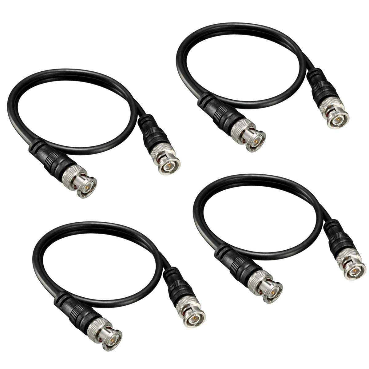 CTXSumTec 4 in Pack BNC M/M Connector Cable (1.6ft/20) - BNC Male to BNC Male Video Coaxial Extension Cable for CCTV Surveillance Camera Cable