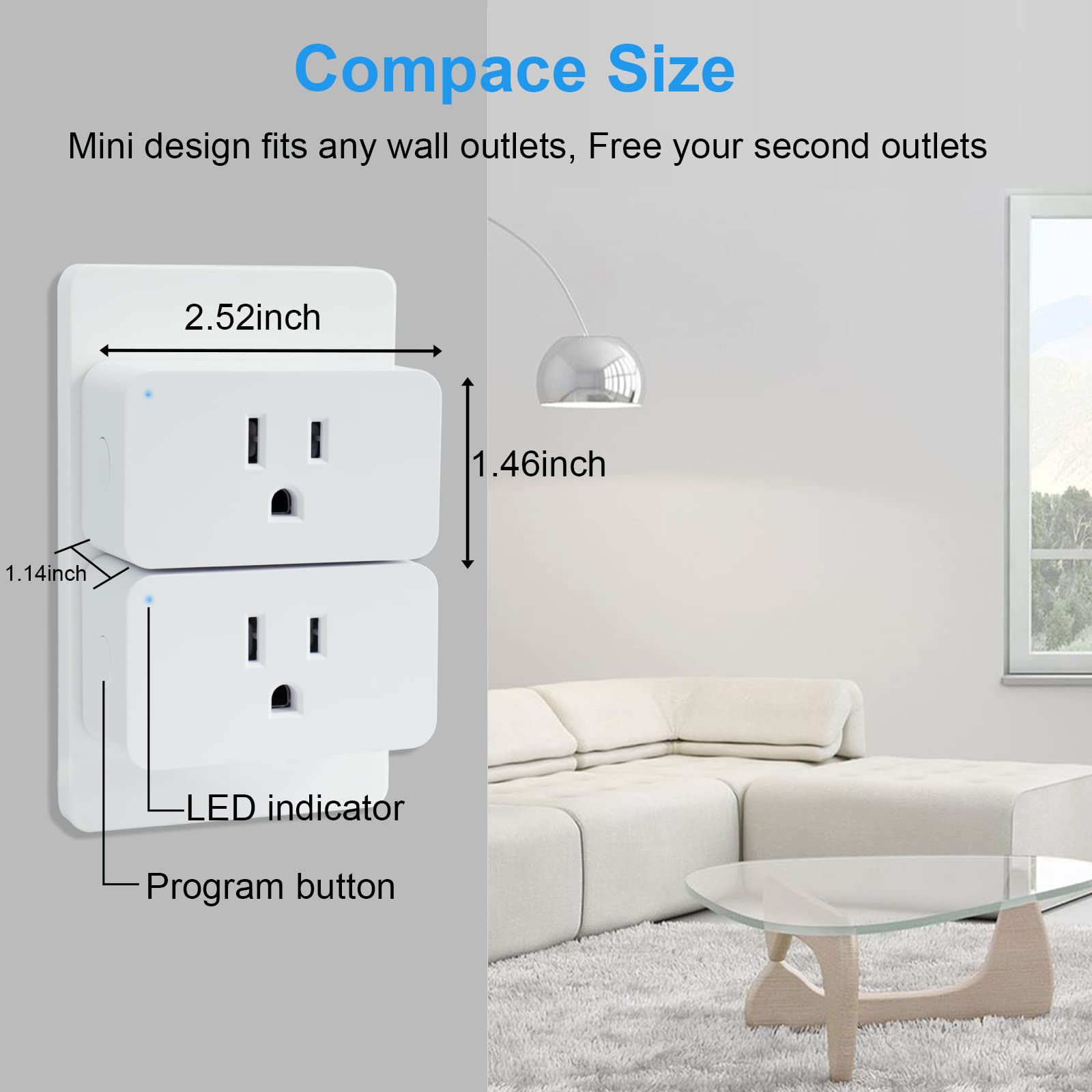 WiFi Smart Plugs 4 Pack Smart Plugs That Work with Google Home for Voice Control Smart Outlet Plug — view 2