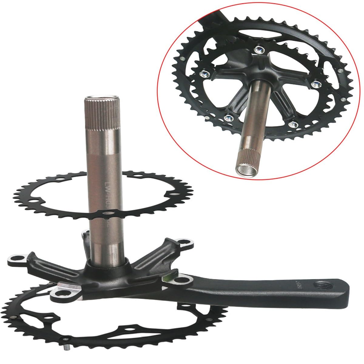 Amazon.co.jp: ロードバイククランクセット 152/165/170mm 中空