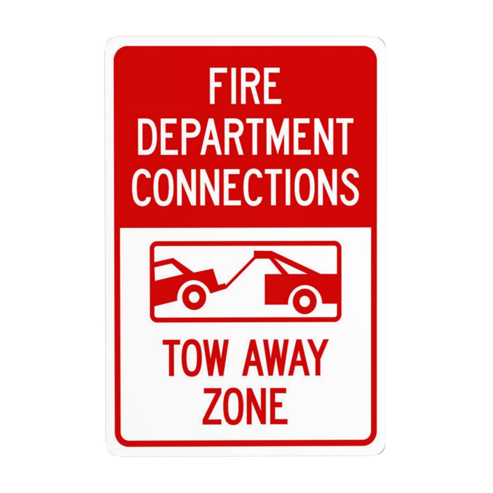 SMAZDFXX Fire Department Connections Tow Away Zone With Graphic Metal Warning Signs, Cautions Security Tin Sign, Safety Posted Signs for Street Business Wall Decor 5.5"x8"