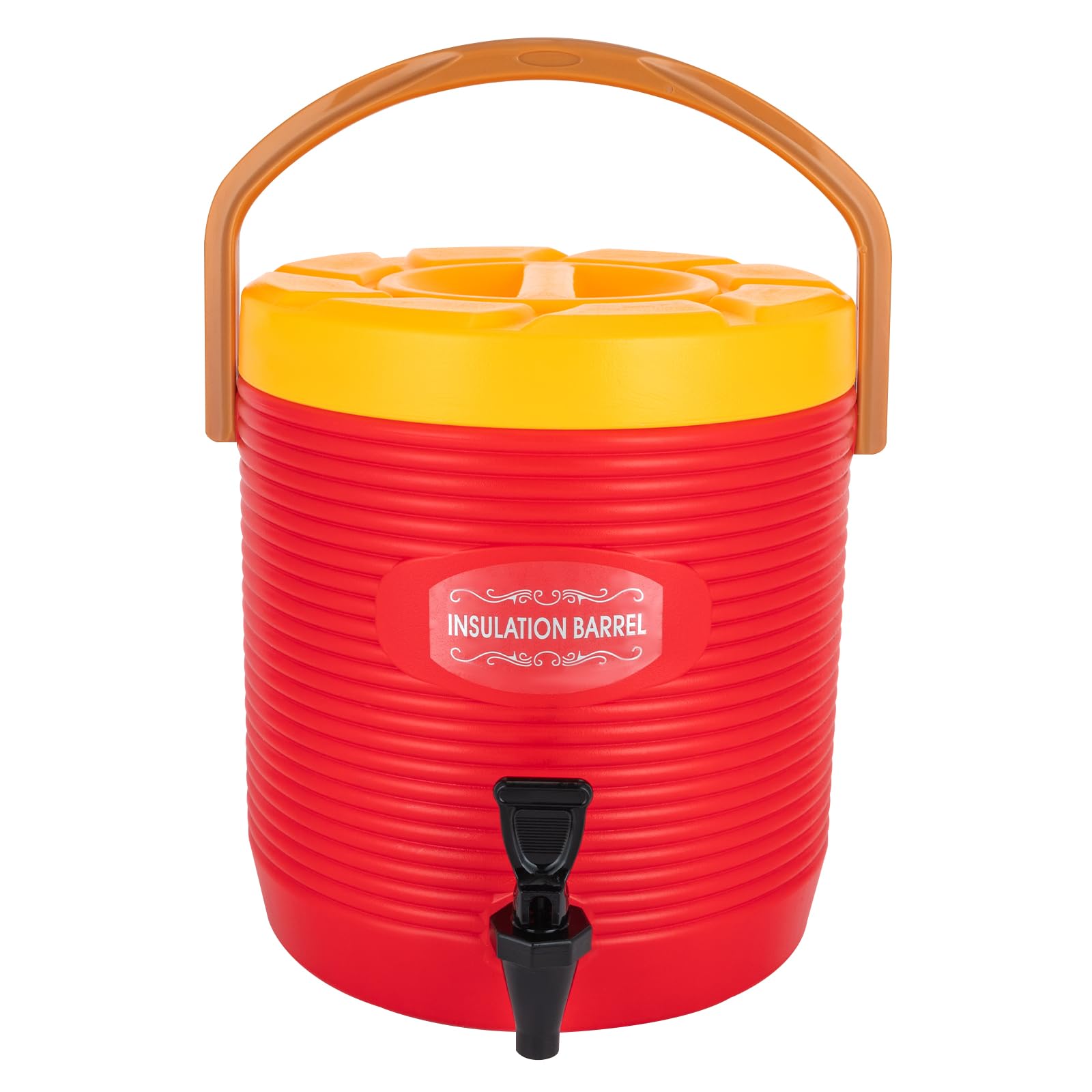 Stainless Steel Insulated Beverage Dispenser, 3.4 Gallon 13Liter, Thermal Hot and Cold Drink Server Dispenser with Spigot Handle, Food-grade for Hot Tea Coffee Water Restaurant Drink Shop (Red)