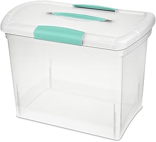 Sterilite Large Nesting ShowOffs, Stackable Small Storage Bin with Latching Lid and Handle, Plastic Container to Organize ...