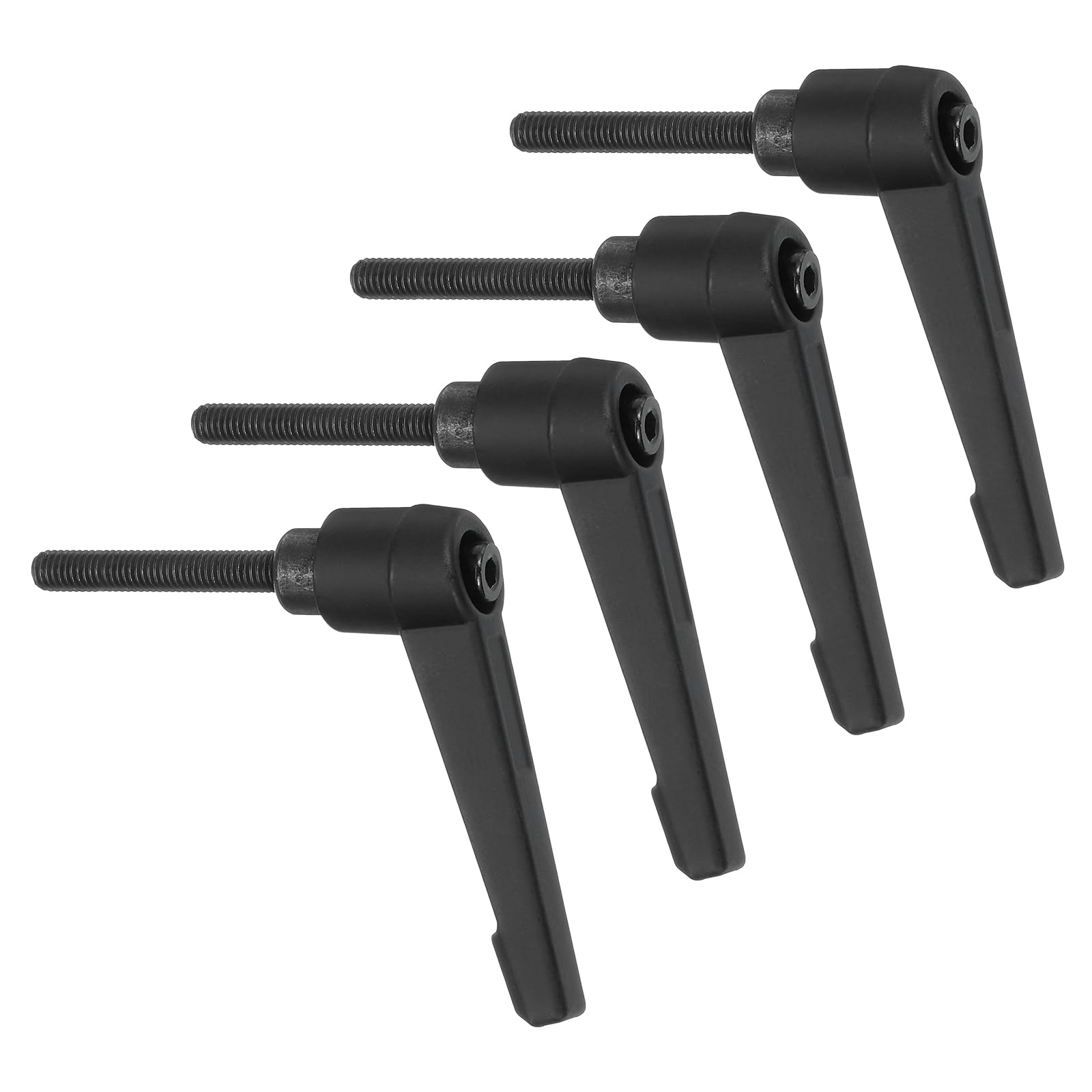 uxcell 4Pcs M5 x 32mm Adjustable Knobs Handle Male Thread Push Button Ratchet Quick Release Locking Rotating Bolt for Lathe Machinery, Black