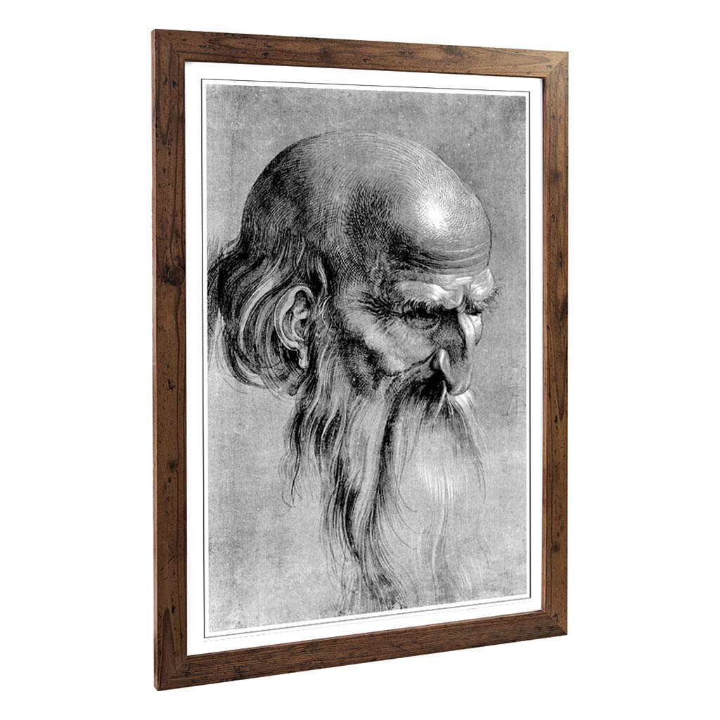 Big Box Art Framed Print of Albrecht Durer Head of an Apostle Design | Wall Art Picture | Home Decor for Kitchen, Living Room, Bedroom, Hallway, Walnut, A2 / 24.5x18 Inch / 62x45cm