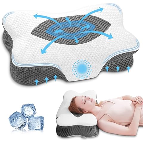 Anvo Neck Pillow for Pain Relief Sleeping - Cervical Pillows for Neck Pain Relief - Memory Foam Pillow for Neck and Shoulder Pain - Ergonomic Pillow for Side Back Stomach Sleeper - Grey, Soft Cover