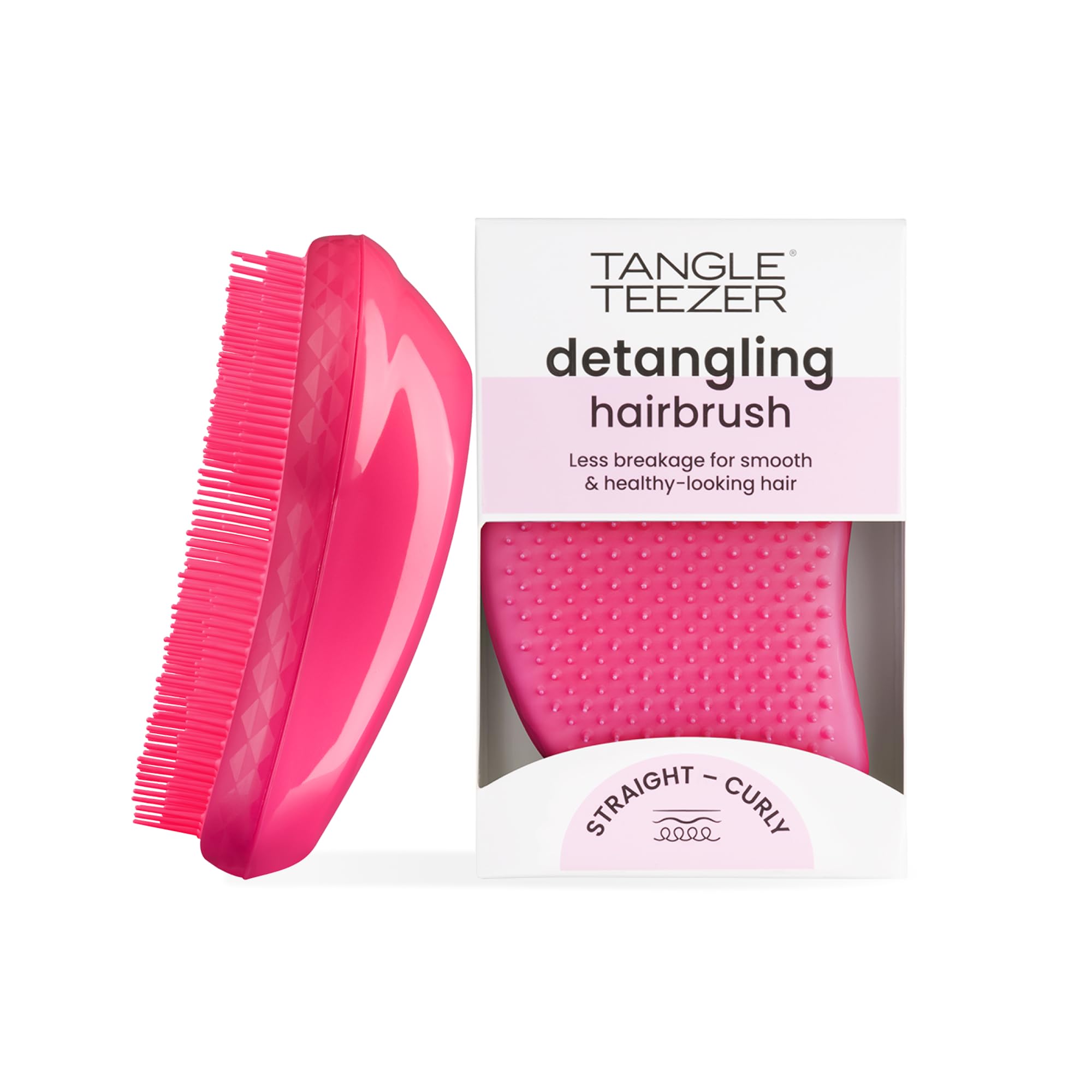 Tangle Teezer Original Detangling Hairbrush - For Wet & Dry Hair - Detangling Brush for All Hair Types - Two-Tiered Teeth Reduce Breakage & Eliminate Knots - Pink Fizz