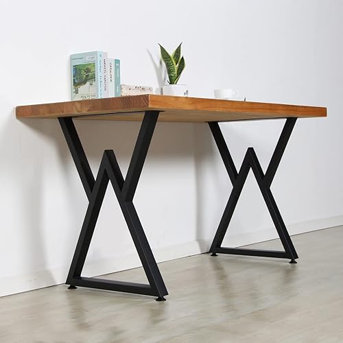 Miniatura 9 de SSS Furniture 2 patas de metal industrial para muebles (28 pulgadas de alto x 20 pulgadas de ancho), patas triangulares de decoración rústica, patas