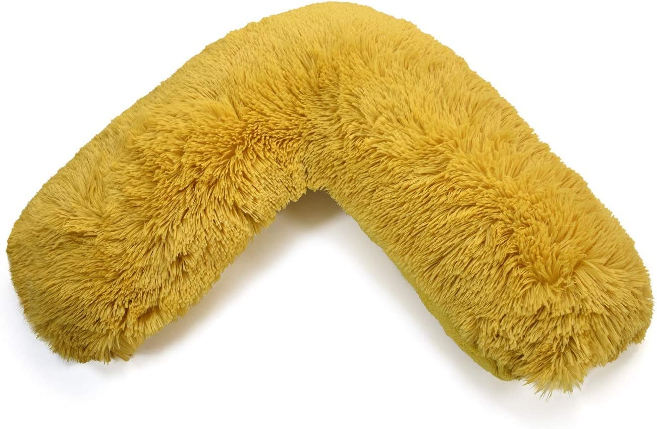 Nightzone Teddy Cuddles Ochre Teddy V Shaped Complete V Pillow Or V Case Only For Neck Maternity Back Support Soft Warm Plush Cosy Fleece V Shape Cover (, Teddy Cover With V Pillow)