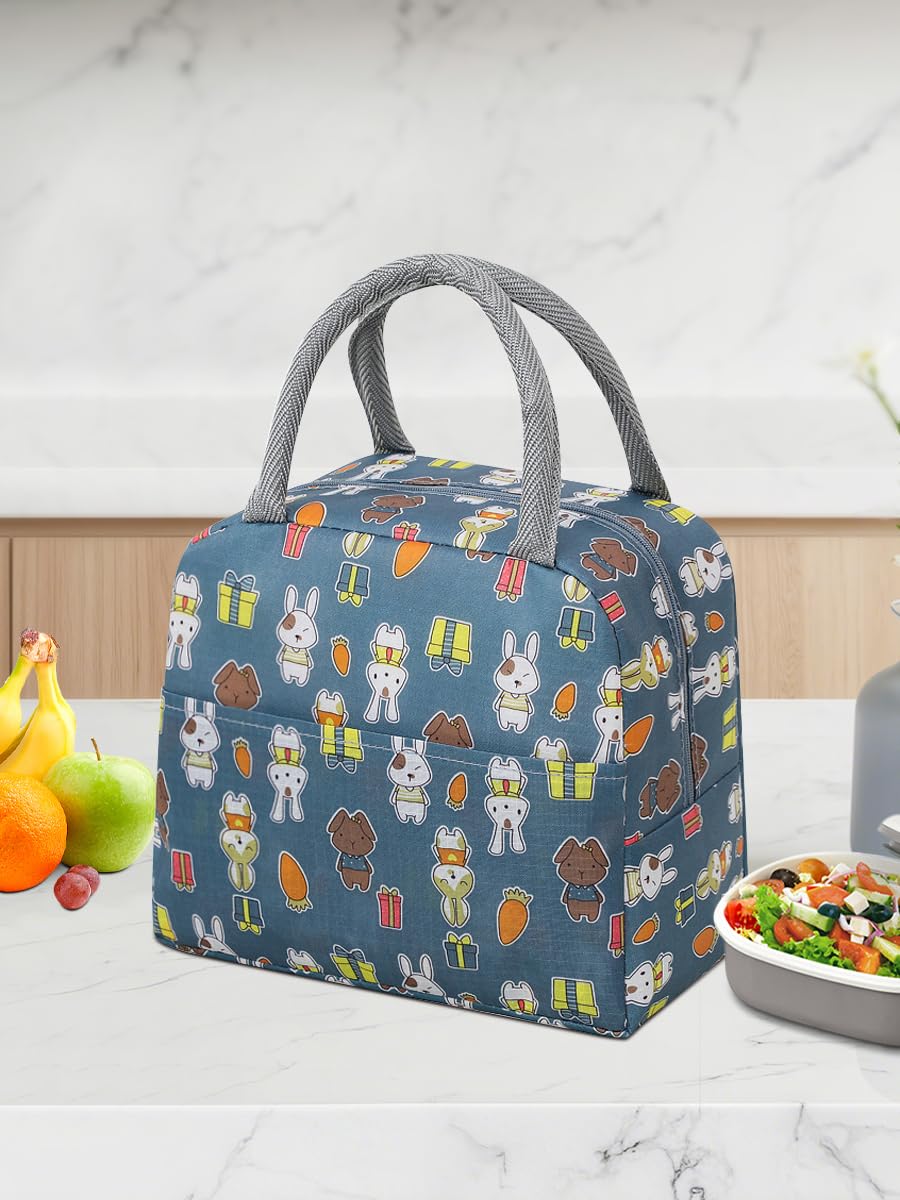 Small Portable Cute Lunch Bag For Women Insulated Lunch Bag Reusable Snack Bags with Front Pocket Leakproof Thermal