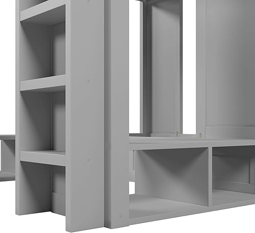 Miniatura 191 de Litera triple de metal, tamaño matrimonial XL sobre individual XL sobre tamaño Queen, elegante base de cama triple con seguridad garantizada para