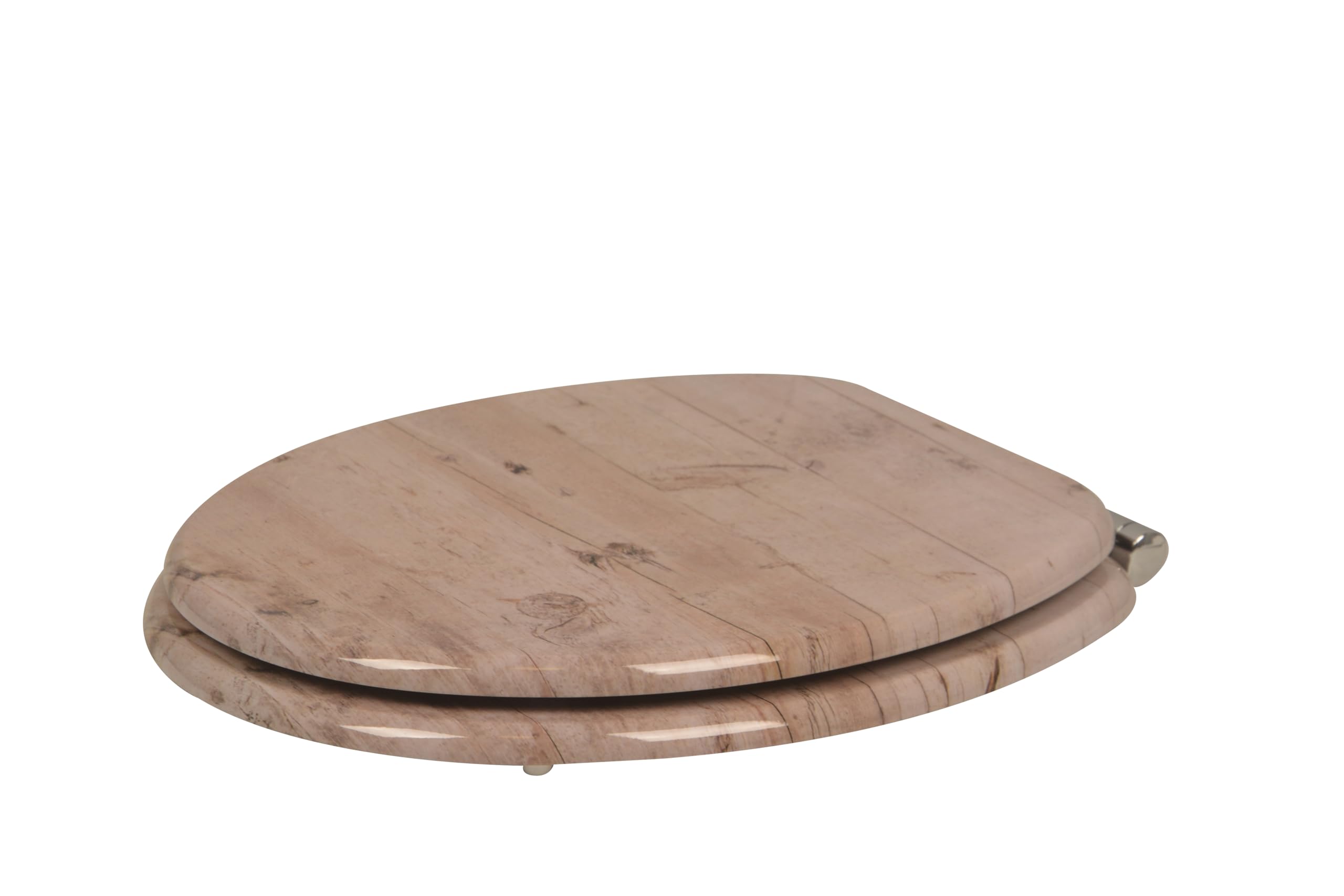 sanicomfort Sedile WC in legno, nucleo in legno MDF, con abbassamento automatico, sedile WC con coprisoffitto, occhialini e coperchio, cerniere in metallo cromate, facile da montare
