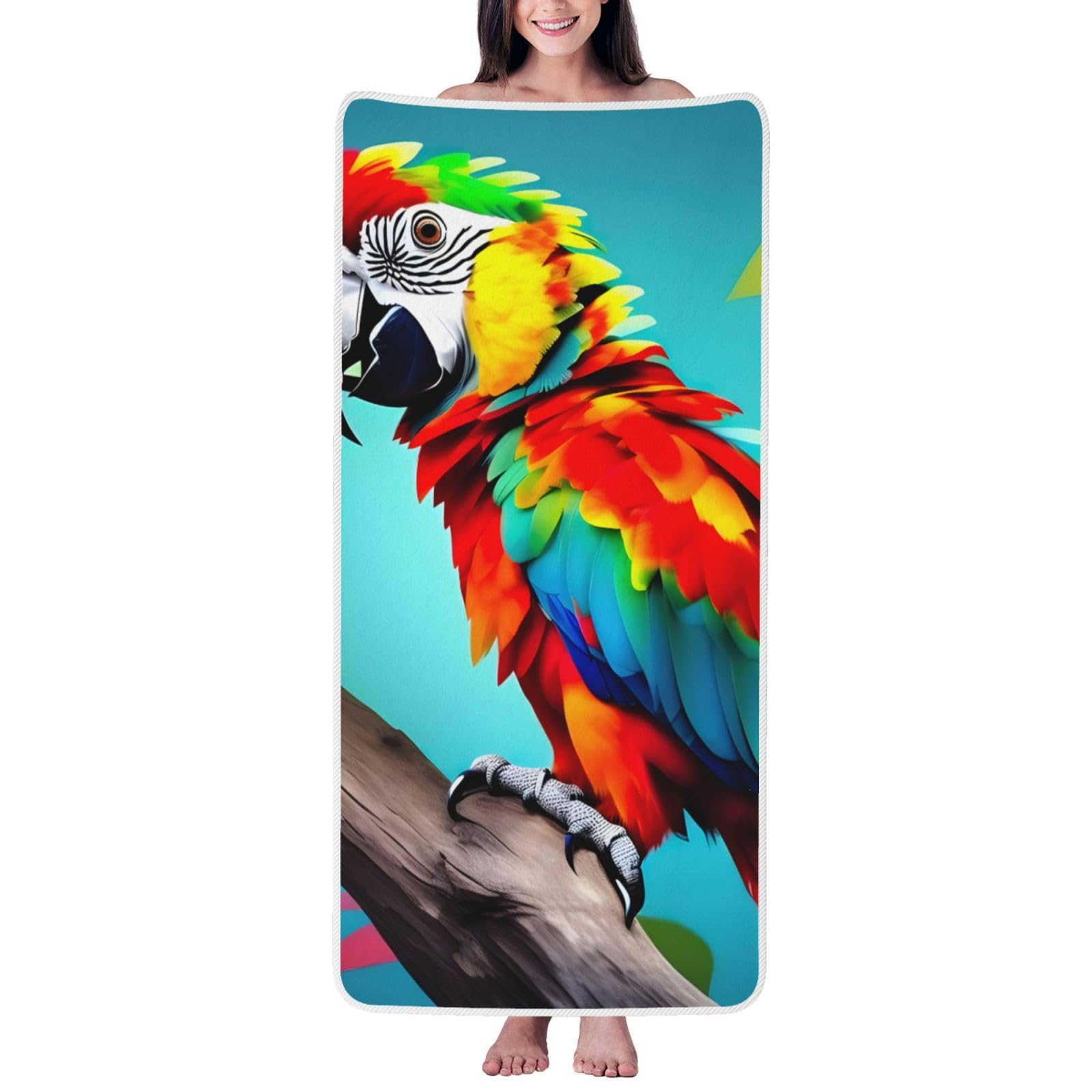 KPXXAQT Parrots On Tree Print Coral Velvet Bath Towel Soft Absorbent Towels Home Vacation Or Summer Gifting