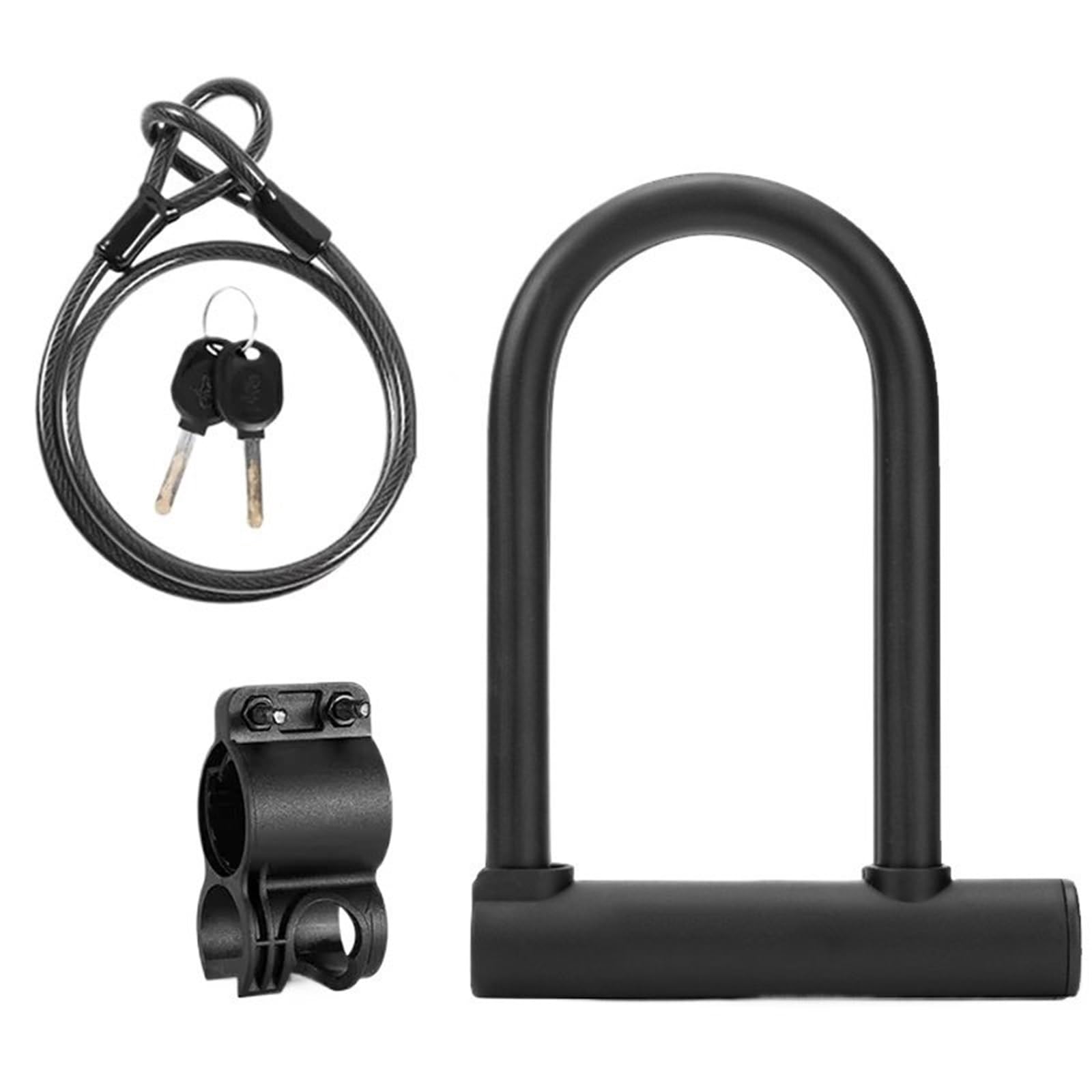 Motorcycle Handlebar Lock Scooter Padlock Anti-Theft Lock Chinese Style Locks U Shape Electric Cable Set MTB Road Motorbike Lock Security(with Cable Set 2)