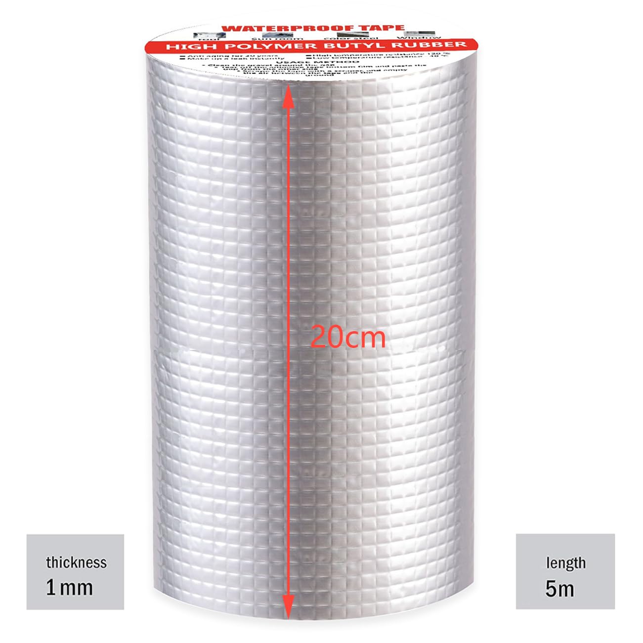 Bande de butyle imperméable asphalte adhésive feuille aluminium étanchéité fuite toit 20cm x 5m