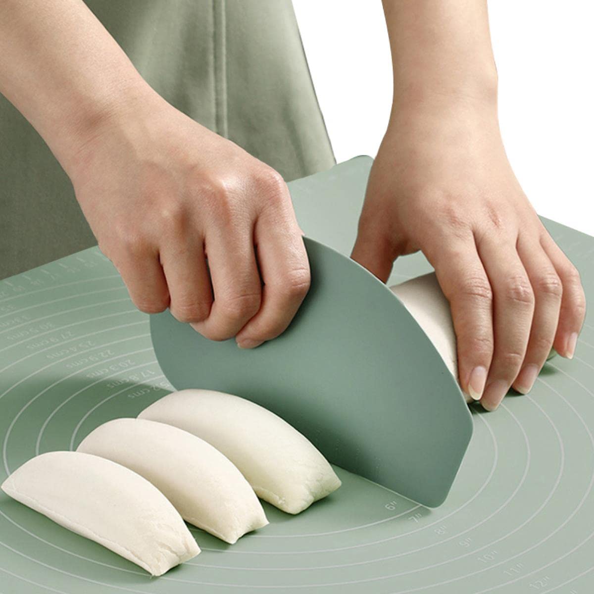Tapis de Pétrissage en Silicone Set 3 Pièces Tapis de Pâtisserie avec Mesure Rouleau à Pâtisserie Cutter Compteur Large Gâteau Cuisson Pâte à Biscuits Tapis-Chine, Bleu Ensemble