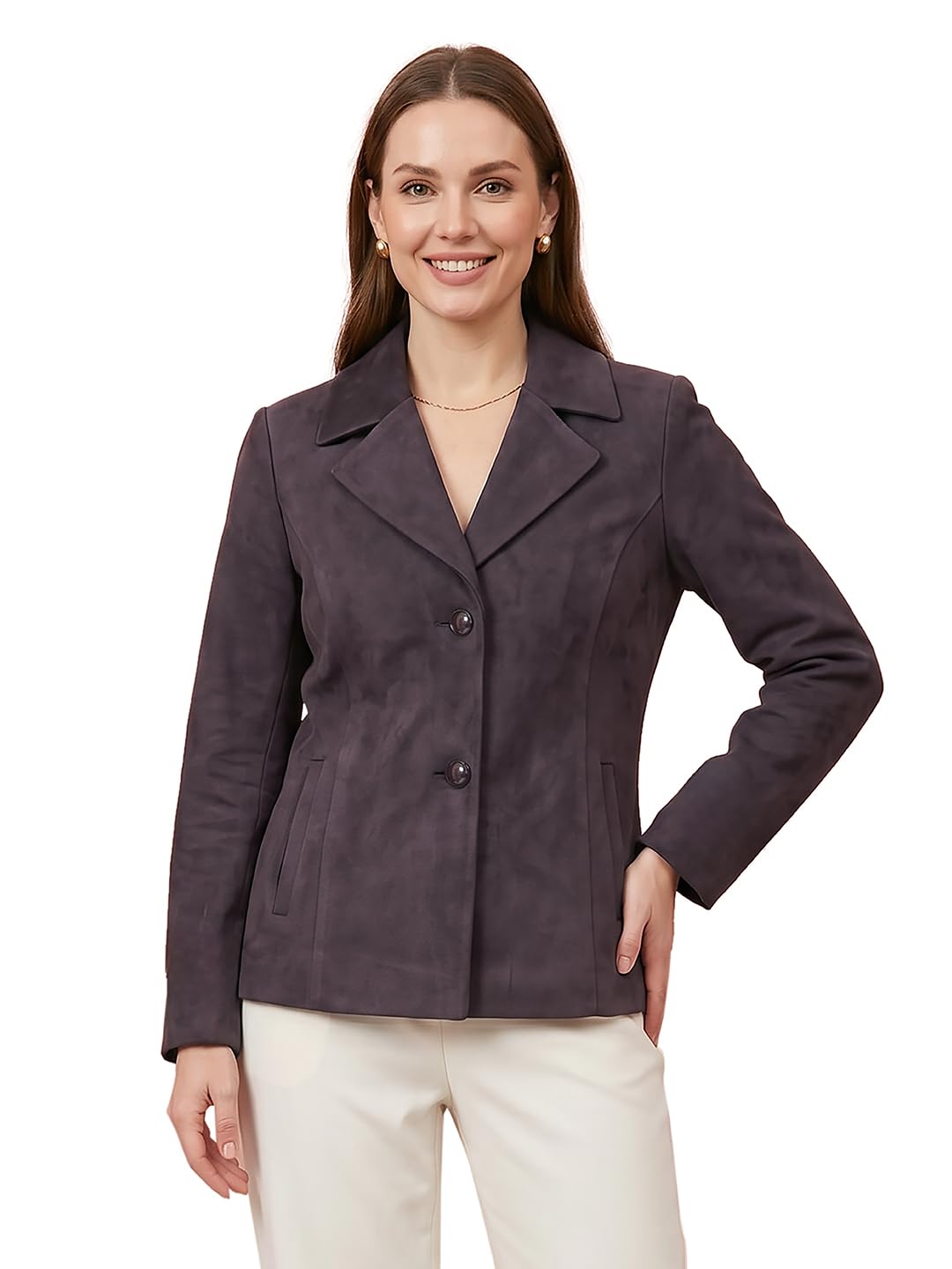 Crafted for Effortless Elegance, This Women's Blazer Features a Tailored fit with a Classic Notch Lapel Collar and a Three-Button Front Closure.-image-36