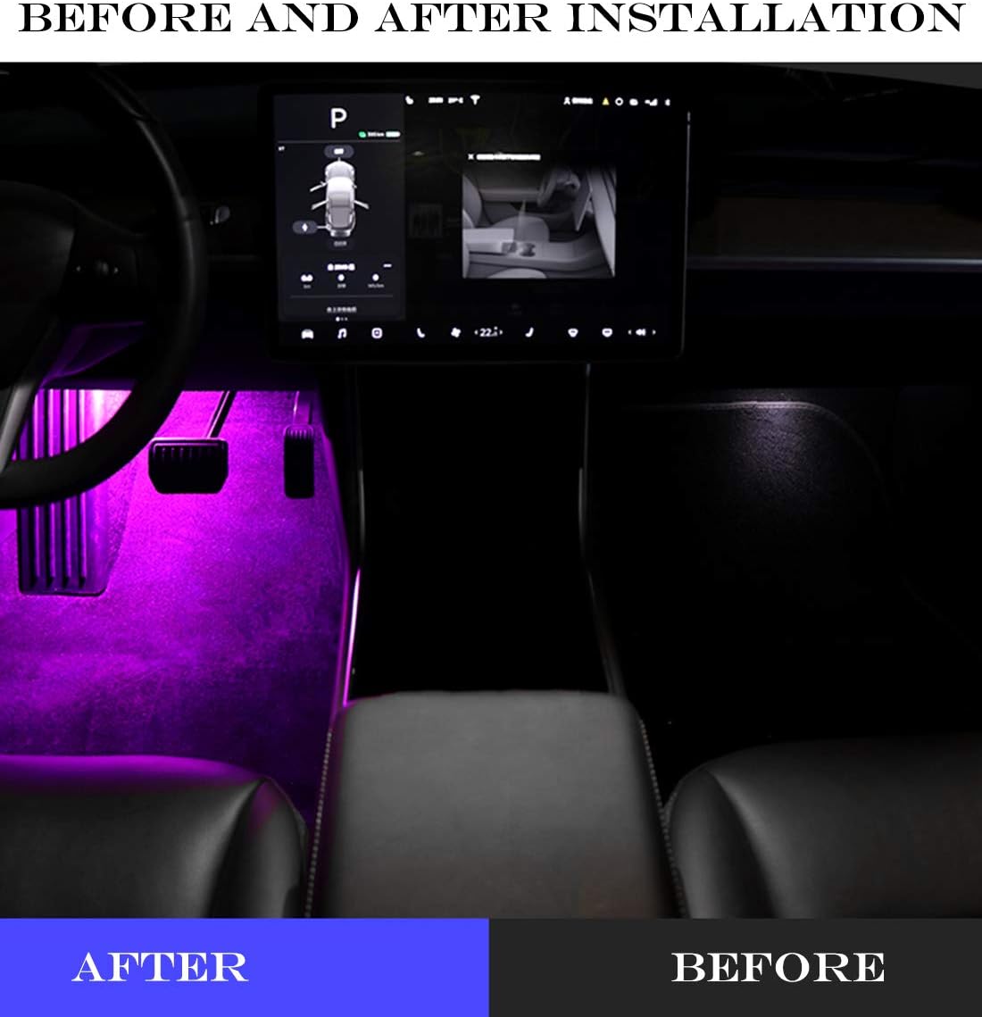 Interior LED Car Light Bulbs Kit,Upgrade Lighting Replacement Compatible Kit Glitter Lamp 4 Pcs for Tesla Model 3 Model Y Model X Model S (Purple)