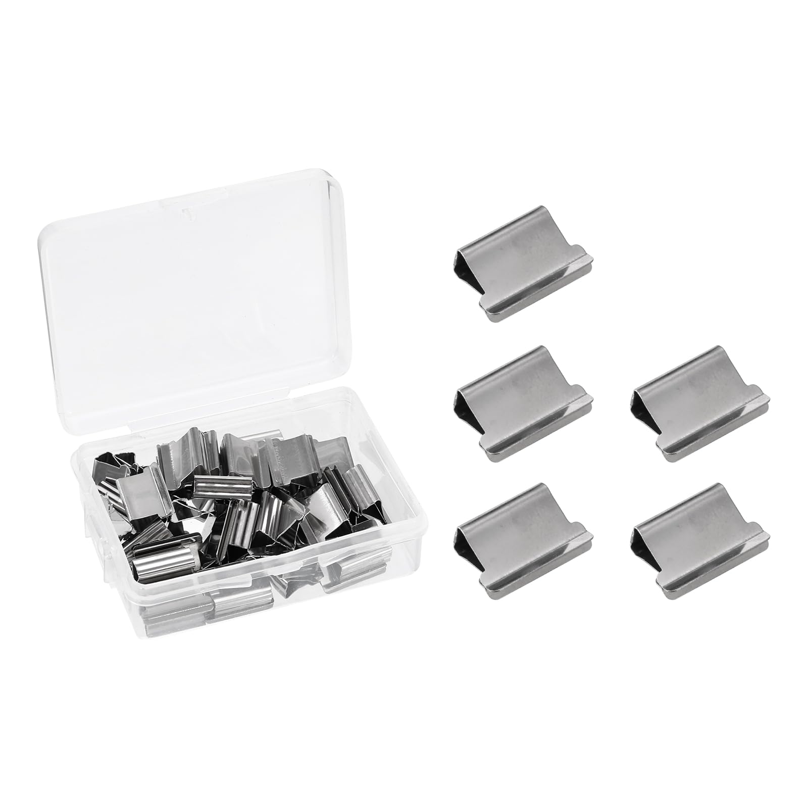 PATIKIL 0.6" x 0.4" Binder Clips, 50 Pcs Reusable Metal Refill Clip Binding for Clam Clip Dispenser Silver Tone