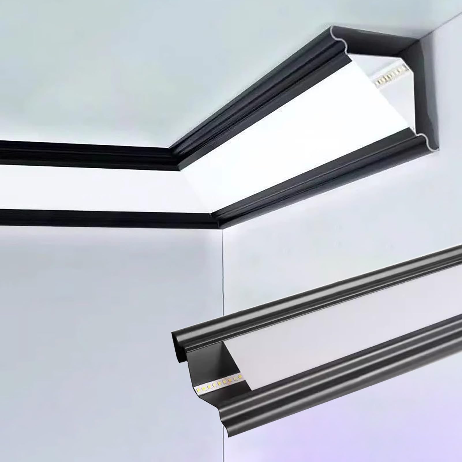 Profili per Strisce LED Canale di Illuminazione a LED per Cornici a Corona per Bordo Parete/Soffitto, Profilo in Alluminio Flessibile per Illuminazione Indiretta per Ambienti(2.6m/8.5ft)
