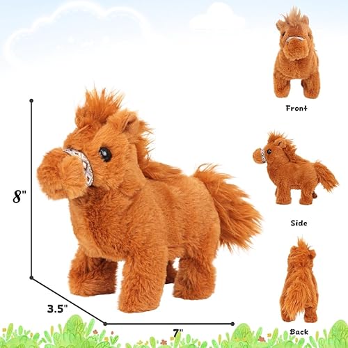 Miniatura 4 de Easfan Juguete de Poni que Camina Peluche Poni Interactivo Eléctrico Juguete de Mascota de Peluche con Sonido Animal de Peluche Regalos de Navidad