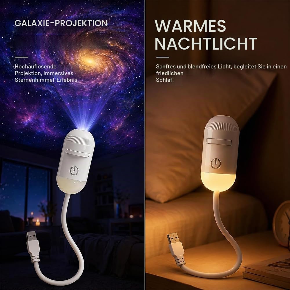 2 in 1 Galaxy Projector Night Light, LED Projektor Sternenhimmel mit 12 Folien, 360° Adjustable Sternenhimmel Projektor Erwachsene für Wohnzimmer, Schlafzimmer, Autos