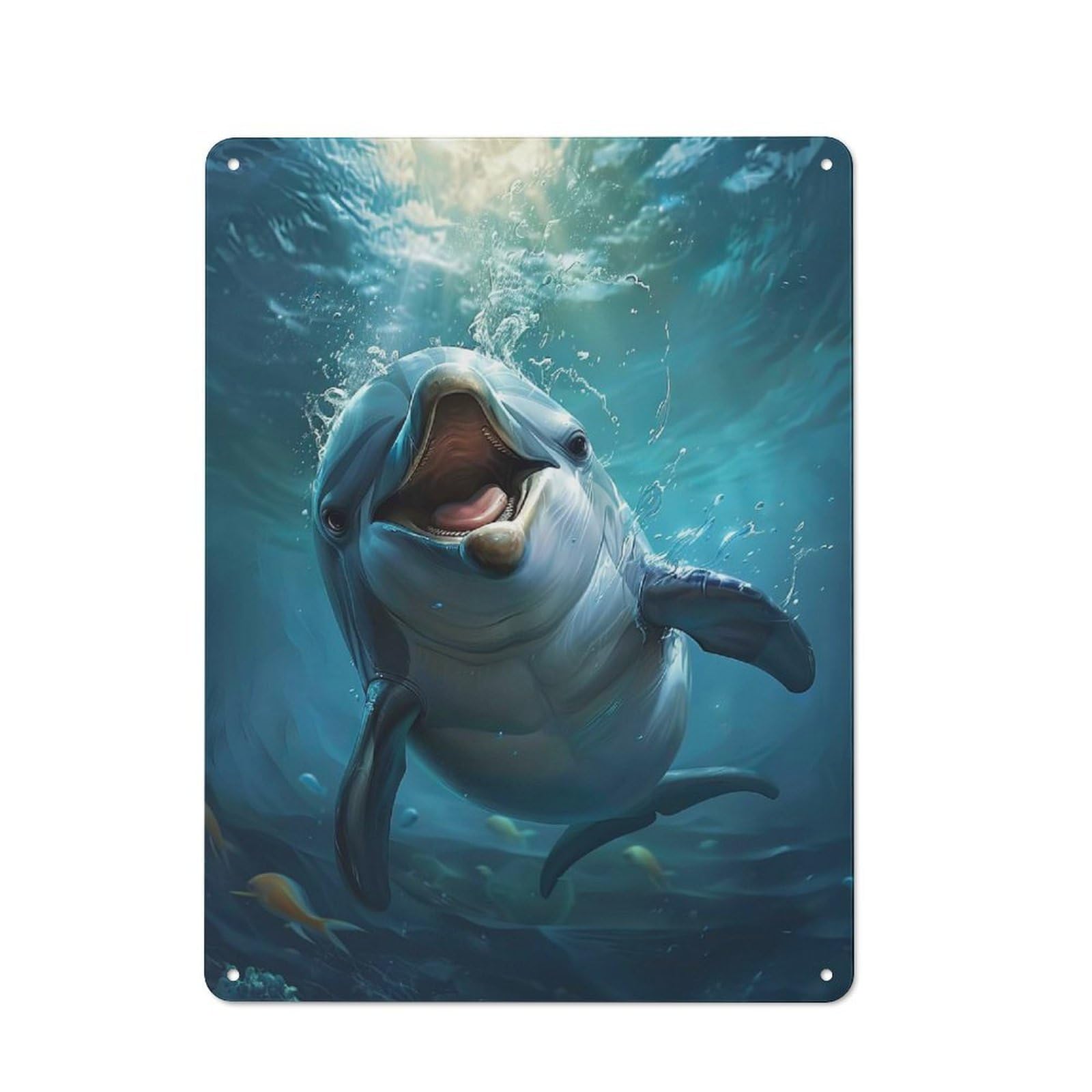 Dolphin Shed Style Metal Wall Decor 40x30cm, Tin Sign for Conservatory, Home Bar Or Utility Room