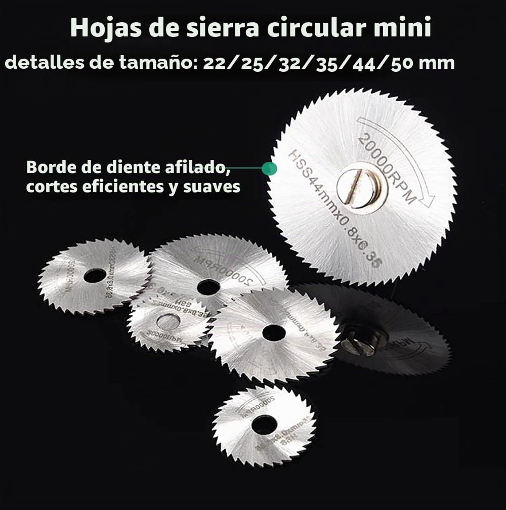 32 Piezas Discos de Corte para Dremel, Disco Corte Diamante & Mini Hoja de Sierra Circular HSS & Mini Disco de Corte de Resina (3mm Mandril) para Madera, Vidrio, Plástico, Piedra, Metal