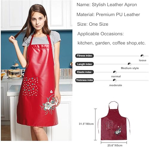Miniatura 3 de PU Kitchen Oil and Waterproof Aprons for Women with Pocket for Cooking Washing
