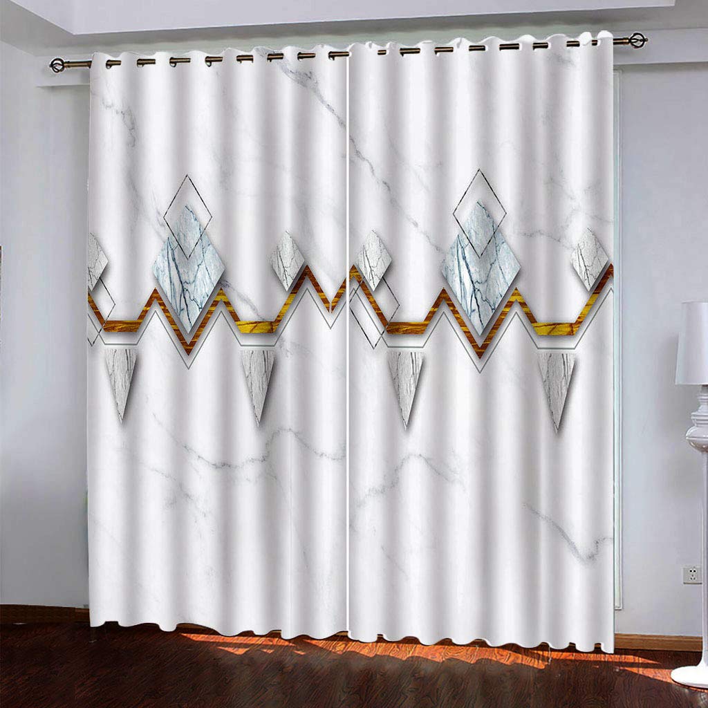 Maynuo Girls Curtains For Bedroom 3D Geometric Marble Pattern Eyelet Top Curtain For 62X78inch Kids Window Treatments For Home Decoration Thermal