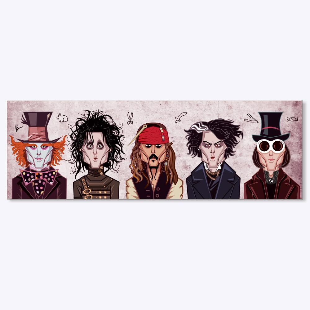 Caricature Tribute to 'Johny Depp' on Laminated Sun-Board | Wall Art, Digitally Created and Printed | Home Decor for Living Room, Bedroom, Office (15.2 X 45.7 X 0.5 cm)