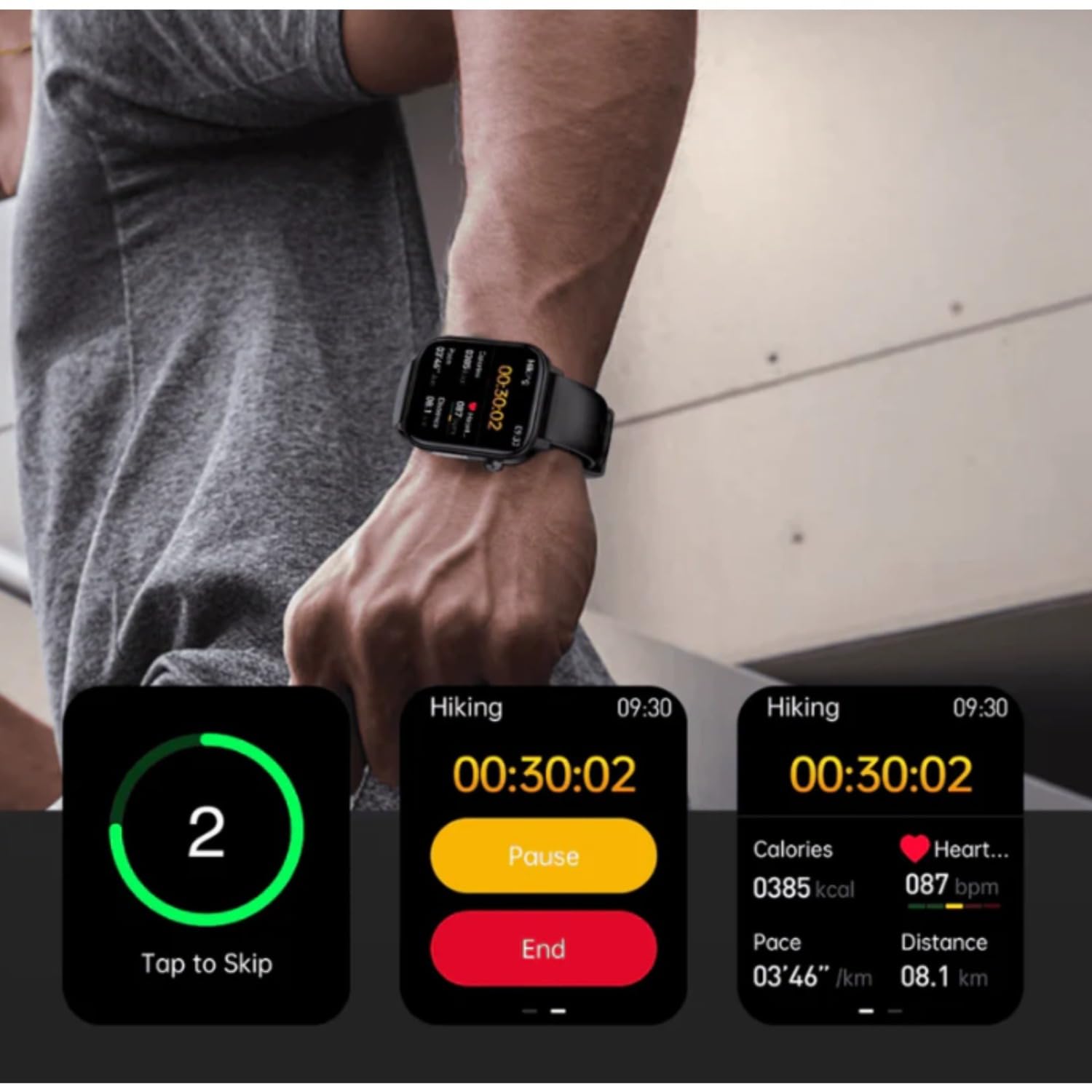 GlucoCare SOS Smartwatch für Männer & Frauen (Schwarz) | Automatischer Sturzerkennung, 24/7 Gesundheitsüberwachung und Aktivitäts-Tracking für Senioren