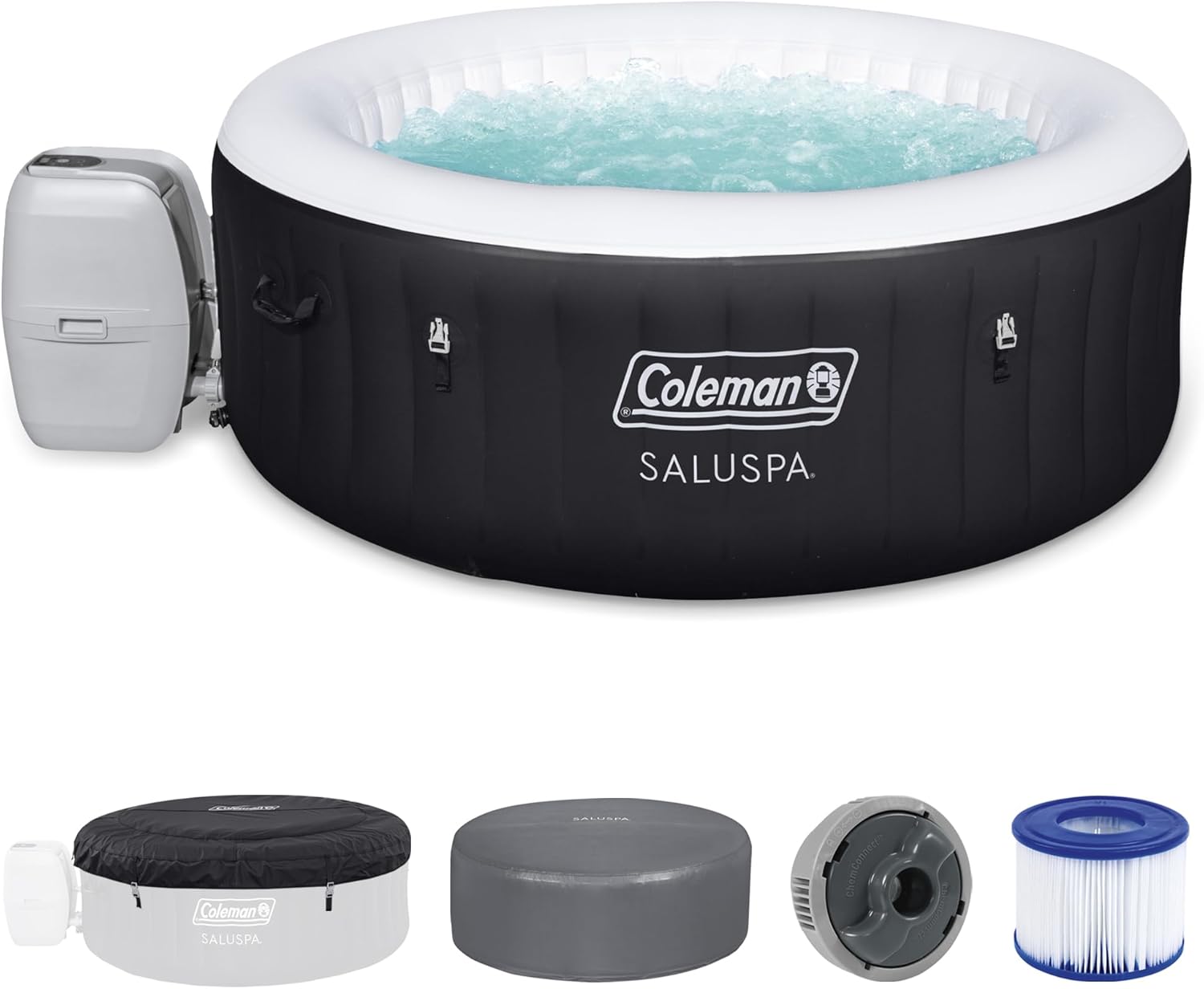 Coleman Miami AirJet Large Round 2 to 4 Person Inflatable Hot Tub Portable Outdoor Spa with 120 AirJets