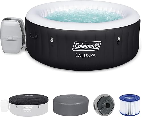 Bestway Coleman Miami AirJet - Tina de hidromasaje inflable grande redonda para 2 a 4 personas, spa portátil al aire libre con 120 AirJets y