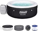 Coleman Miami AirJet Large Round 2 to 4 Person Inflatable Hot Tub Portable Outdoor Spa with 120 AirJets and EnergySense Cover, Black