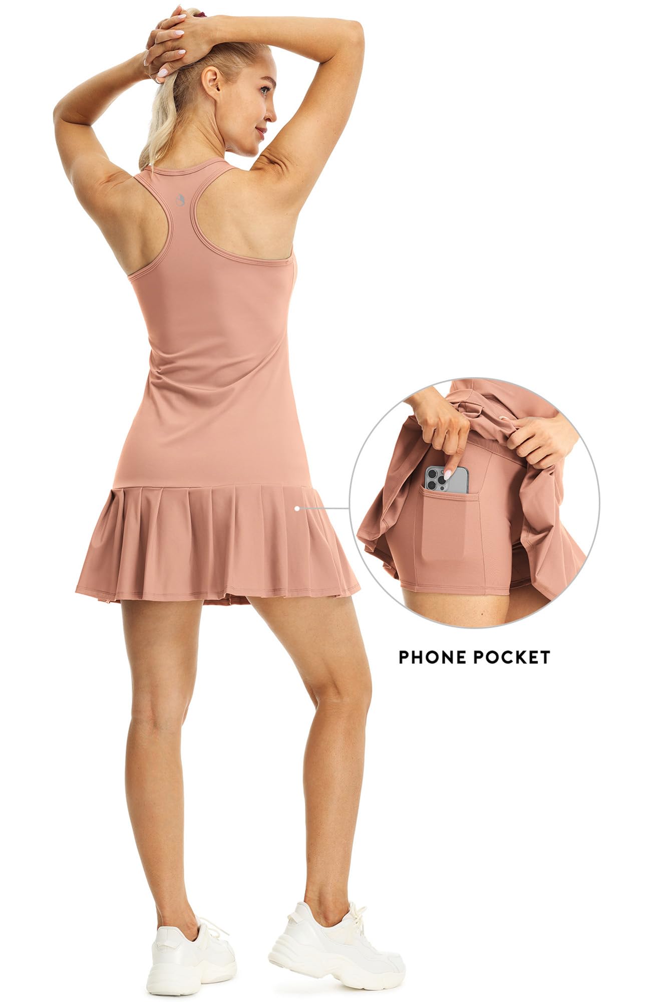 icyzone Vestido de Tenis para Mujer con Pantalones Cortos Racerback para Deporte, Golf
