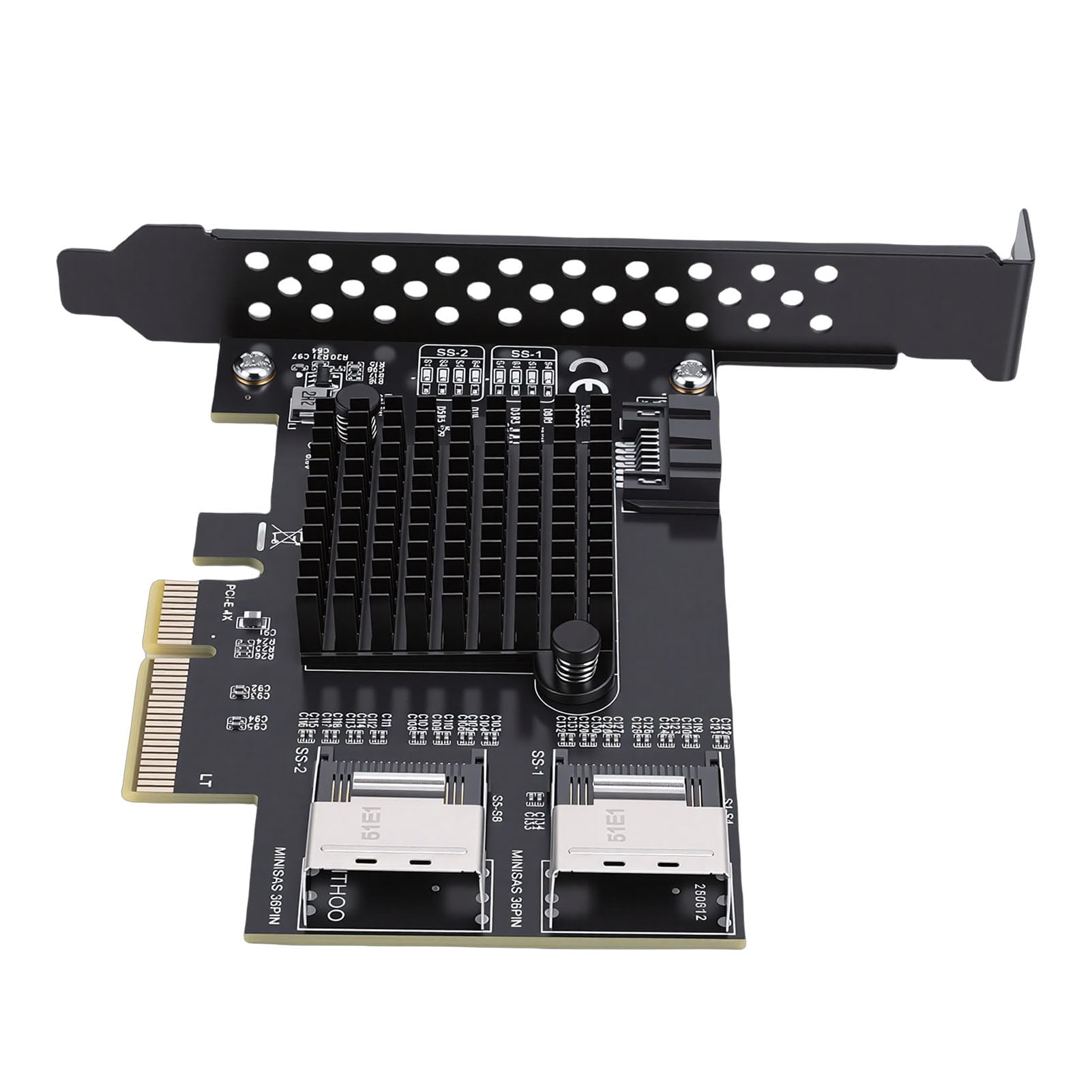Jiawu Karta PCIe na Serial ATA, Karta rozszerzeń 3.0 6 Gb/s z 2-portowym Adapterem MiniSAS SFF 8087 do Pamięci Masowej Serwera Stacjonarnego NAS