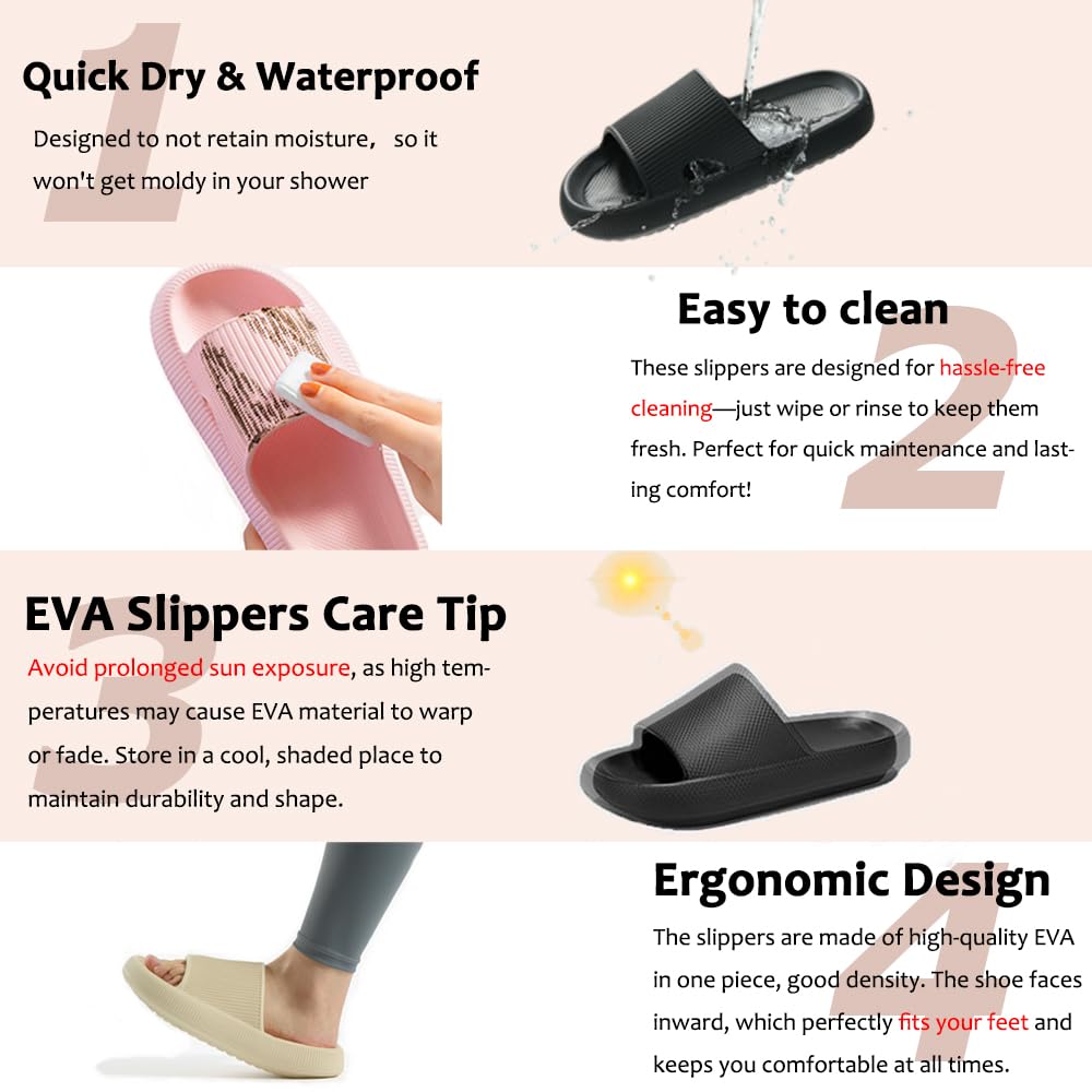 Ciabatte Donna Uomo Estive Mare Pantofole Eleganti Piscina Spiaggia Sandali Nuvola Gomma Casa Antiscivolo Comode Doccia Morbide Slides