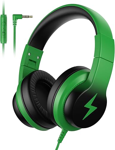 Auriculares infantiles con cable, auriculares de diadema con micrófono para niños, limitador de volumen de 85/94 dB para niñas y niños, auriculares